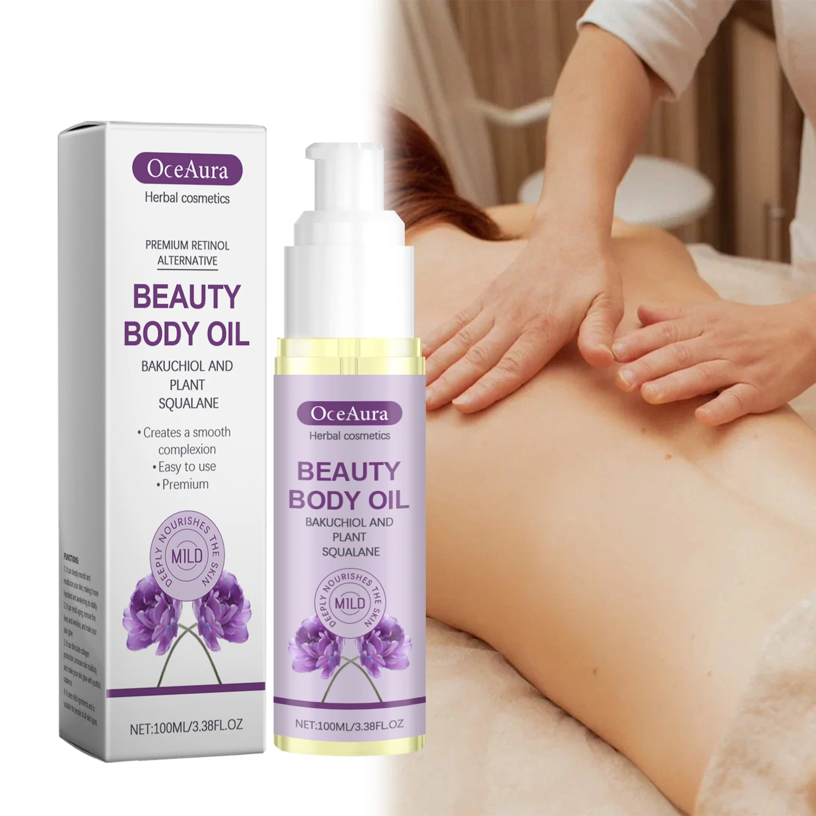 OceAura Bakuchiol Body Oil – Premium Retinol Alternative for Smooth, Youthful Skin – Anti-Aging, Hydrating & Firming Treatment w