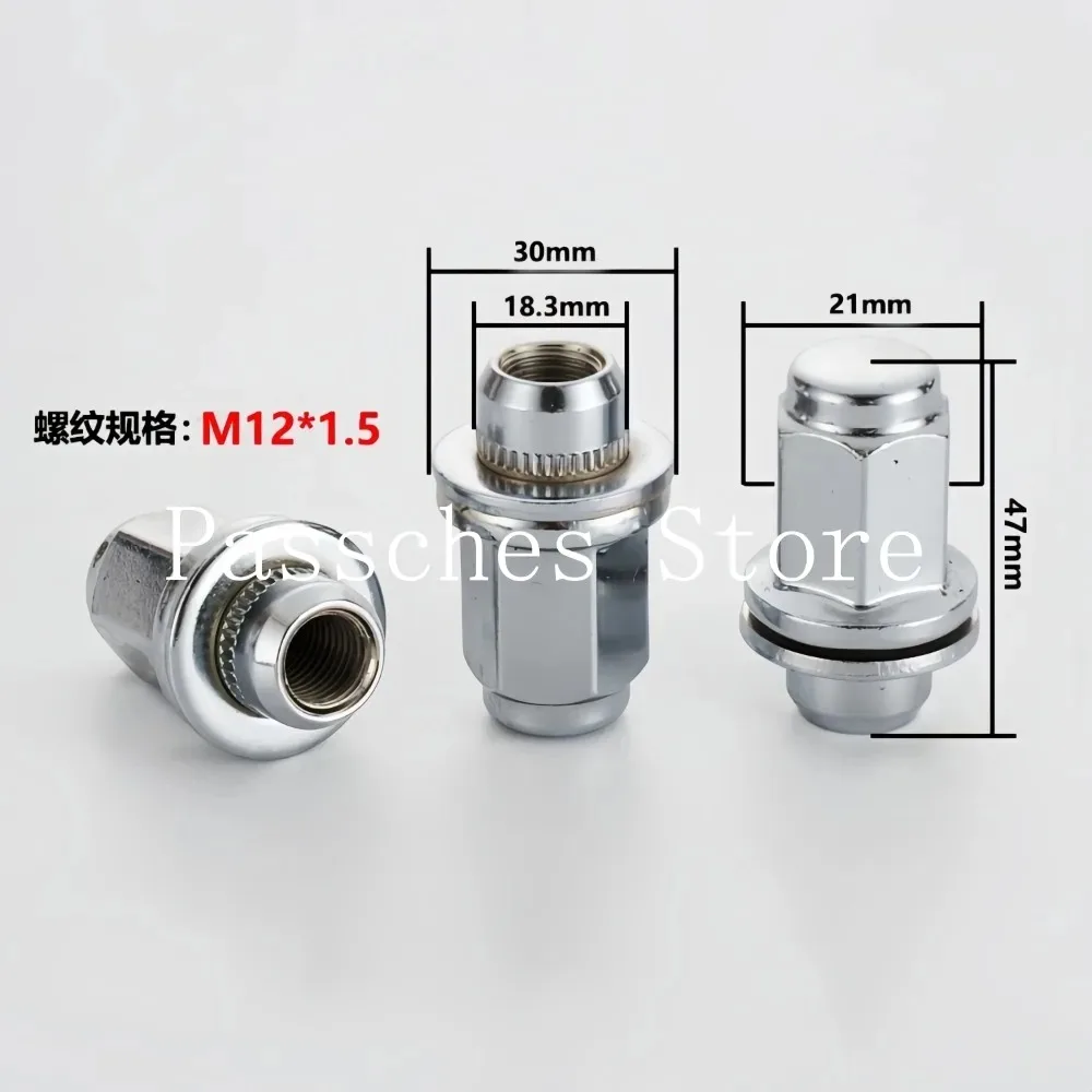5 peças Porcas de Roda e Parafusos de Cubo Mag Seat para Jinbei Grace ZX BAIC GWM Haval Joylong M12x1.5 Hex 21mm Espessura 47mm