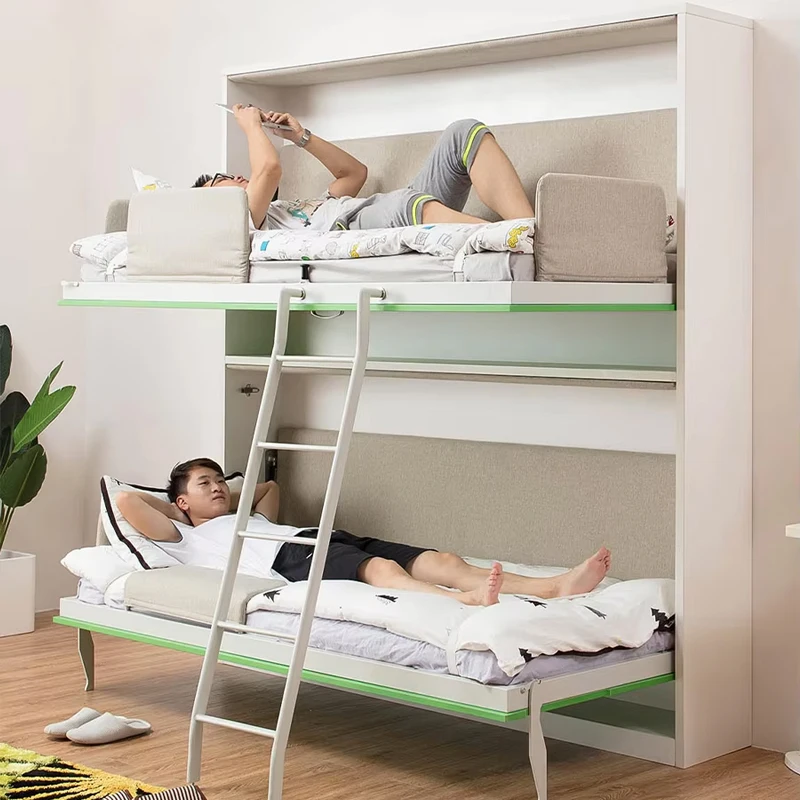 Double Layer Bed Upper Lower Invisible Wall Bed Murphy Beds for Small Apartments Students Naps Wall Bed Folding Kids