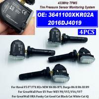 4PCS 433MHz TPMS 3641100XKR02A 2016DJ4019 Tire Pressure Sensor For GreatWall P8 VV5 VV6 VV7 Poer EV ORA Cat Craven/Black Cat