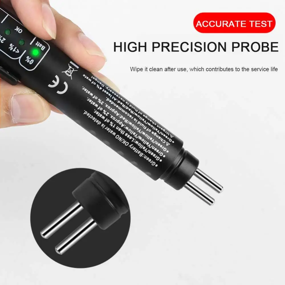 Imagem -02 - Teste Líquido Automático Caneta Testador Fluido de Freio Led Indicador Display para Dot3 Dot4 Eletrônico Caneta Freio Fluido Óleo Metros Umidade