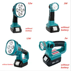 Portable 3W/12W 18V LED Lamp Work Light Flashlight Lithium Battery USB Tools Lighting For Makita 14.4-18V / Makiita 3W