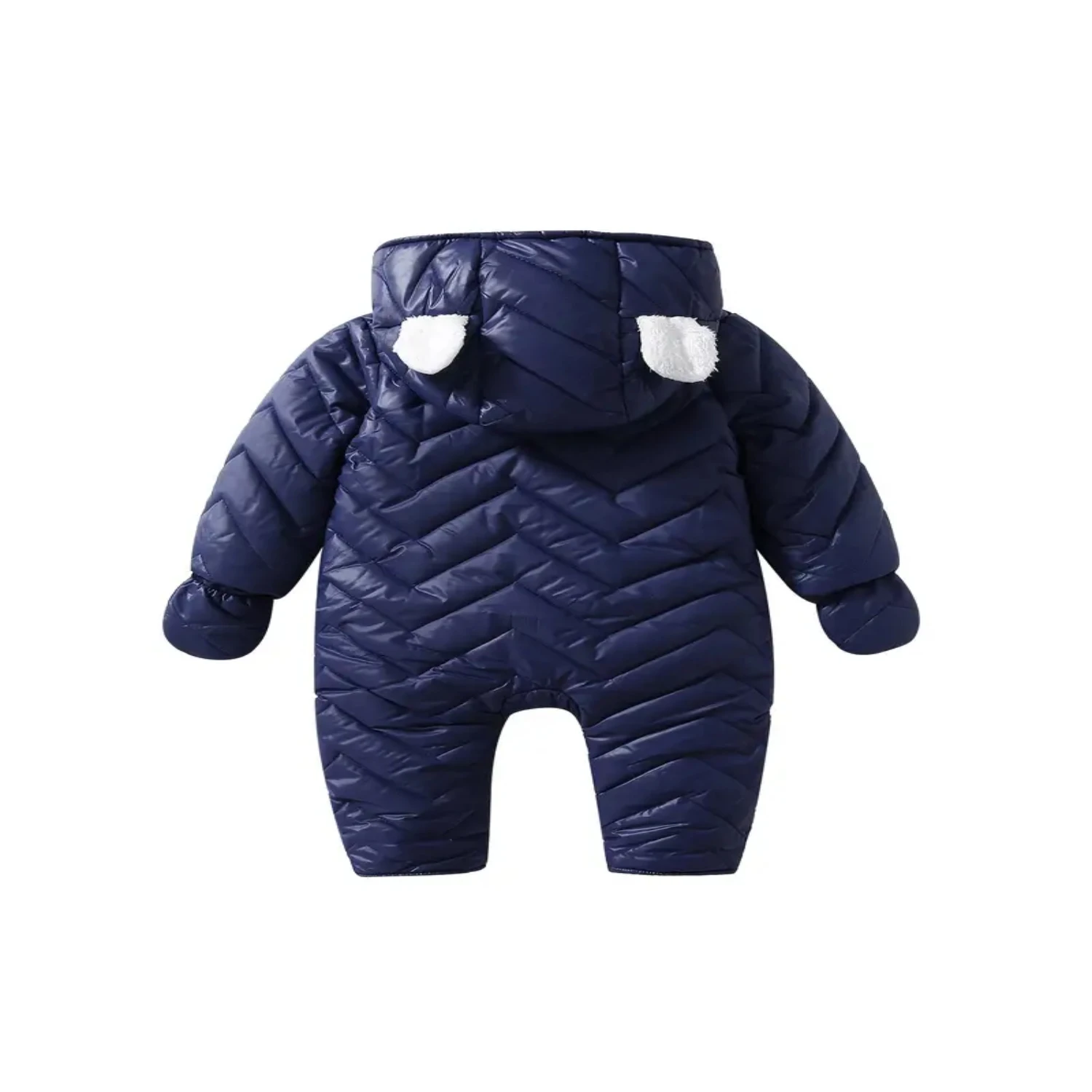 Childrens Cozy and Warm Solid Color Snowsuit for Baby Boys Girls - Infant Hooded Zipper Romper Jumpsuit with Plush Gloves and L