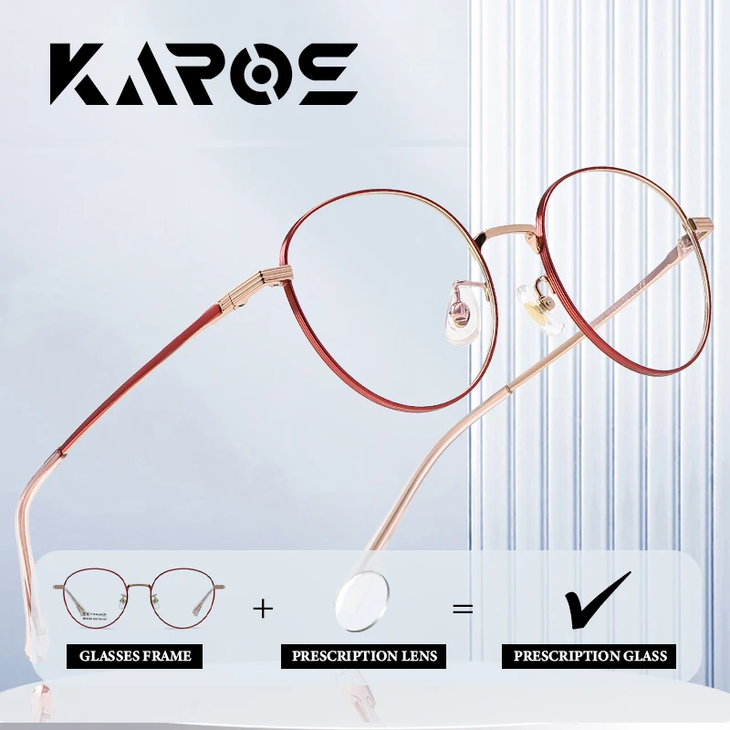 

KAROS Unisex Pure Titanium Prescription Glasses with Modern Round Frame and Multifocal Progressive Lens Options