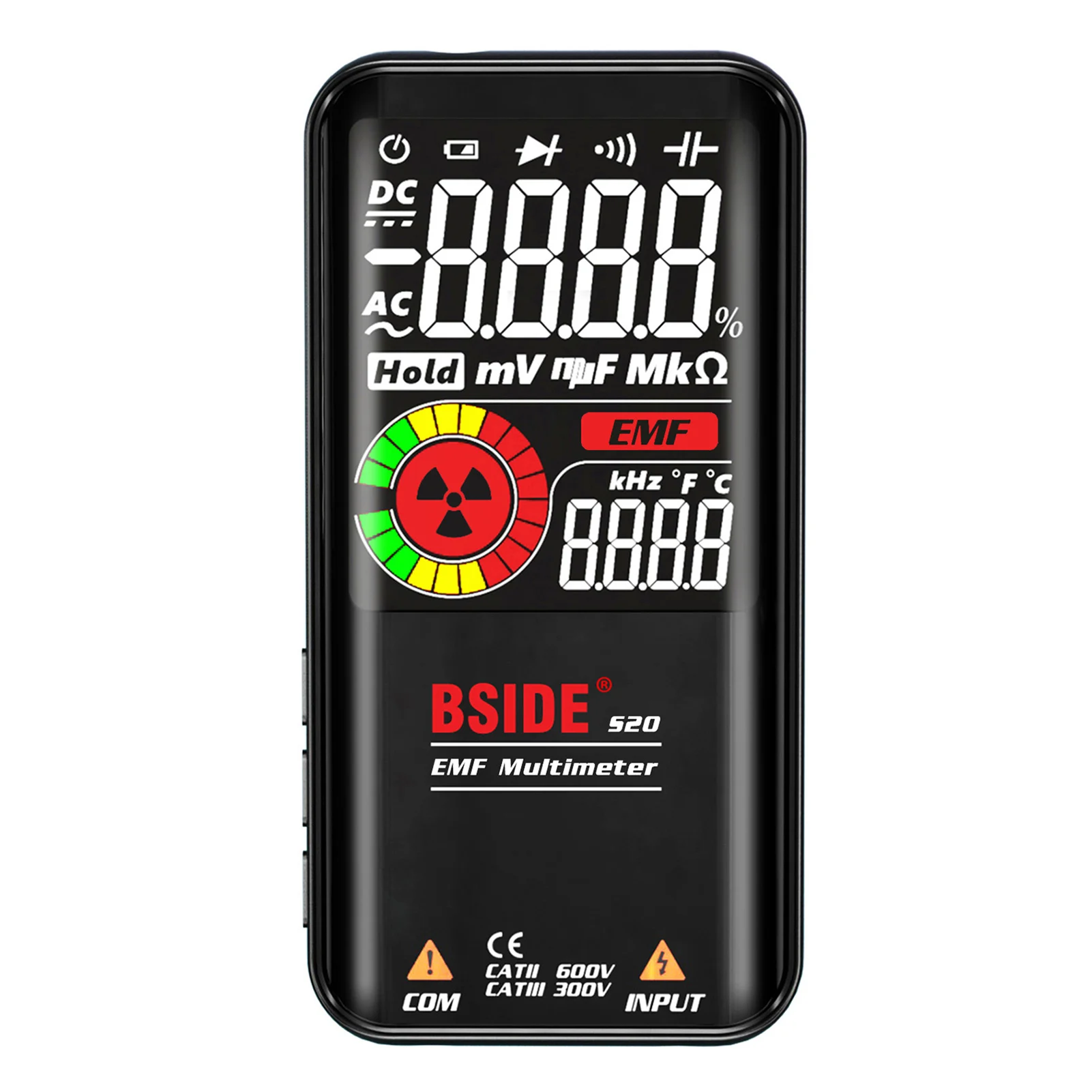 

BSIDE S20 Intelligent EMF Multimeter 9999 Counts Rechargeable Meter Radiation Monitor AC/DC Voltmeter Ohmmeter Test 2025 New