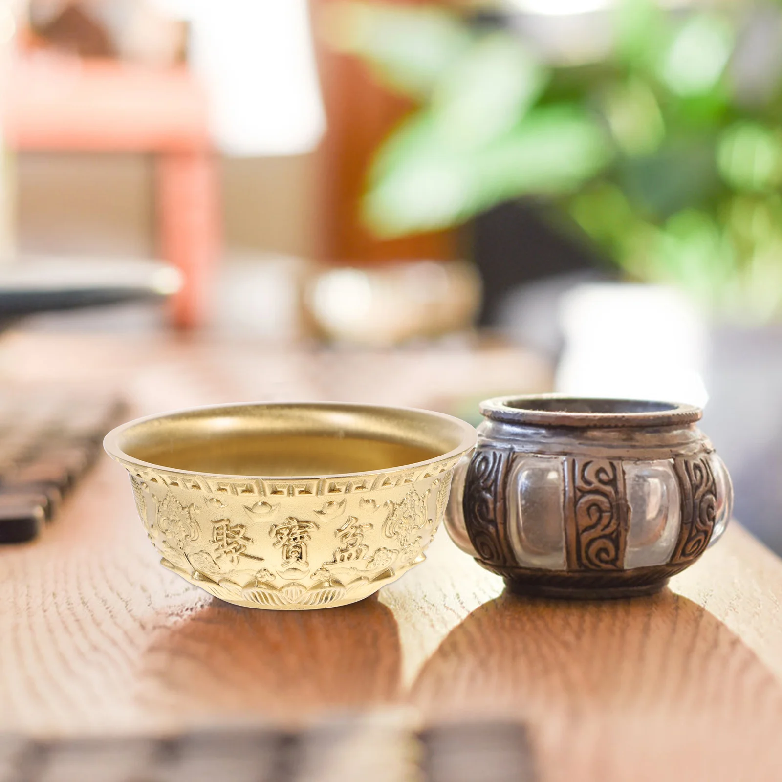 

1Pcs Treasure Bowl Ornament Brass Wealth Bowl Decor for Home Office Shop Temple Ancestral Hall Luck Prosperity Crafting Gift
