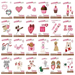 Valentine's Day Metal Cutting Dies Love heart Sweet cake Animals cat dog elephant Background dies Scrapbooking Frame Card Crafts