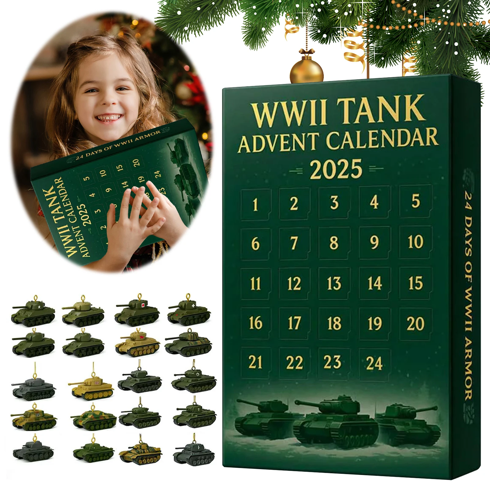 WWII Tank 24 Days Christmas Countdown Calendar Christmas Advent Calendar Xmas Countdown Calendar Surprise Gifts for Collectors