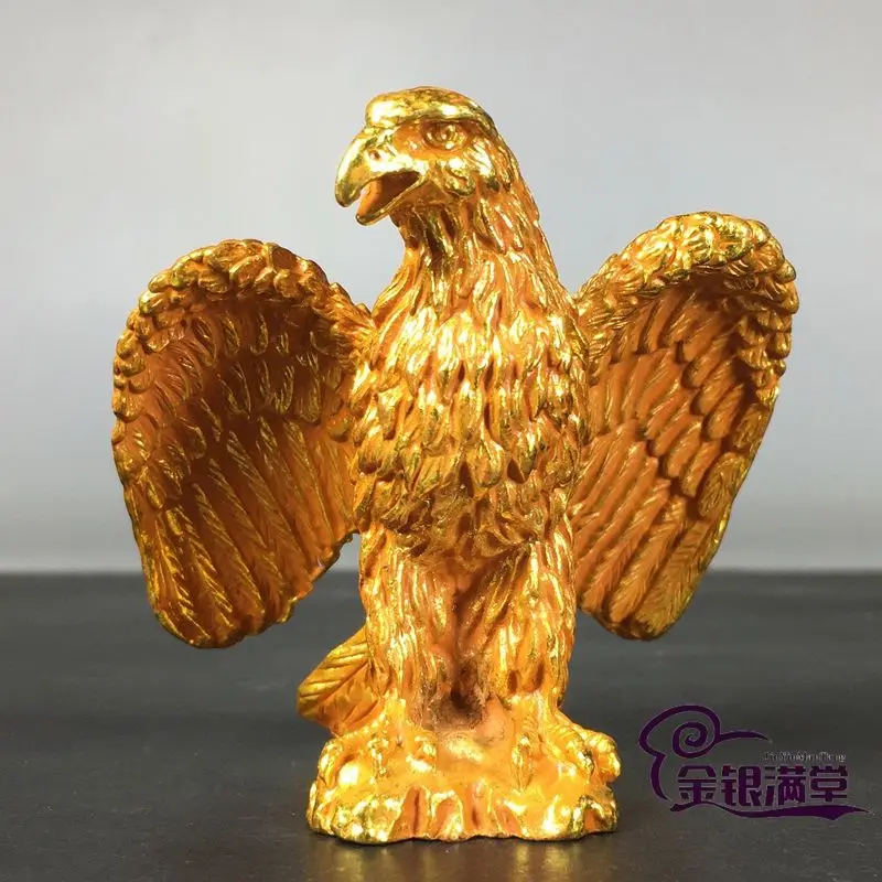 Gilt Eagle spreading its wings Ornament Decoration Tea Pet Figurines Desk Decor Accessories