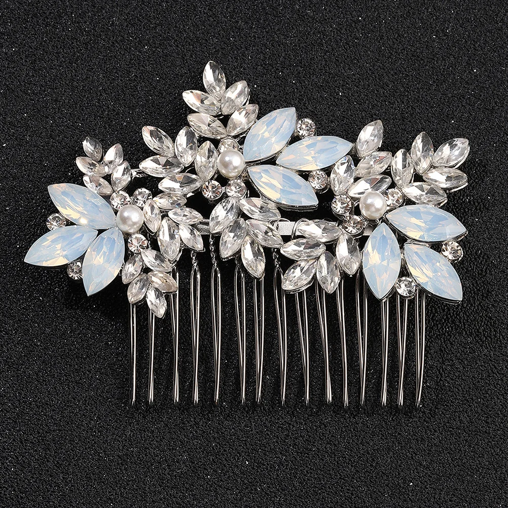 

Bohemian Bridal Side Comb Floral Wedding Hair Clip Pearl Rhinestone Hairpin for Brides Beach Prom Party Hair Comb