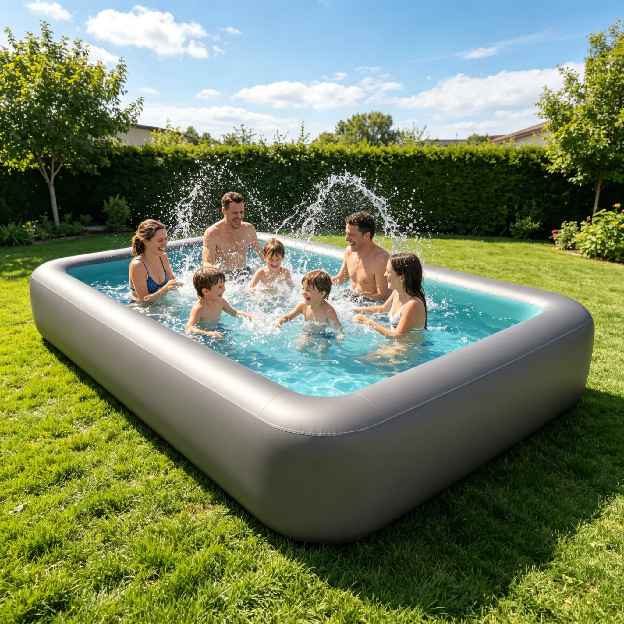 Commercial Grade DWF Drop Stitch Inflatable Rectangle Pool Heavy Rigid Wall Above Ground Pool for Rental Business Backyard