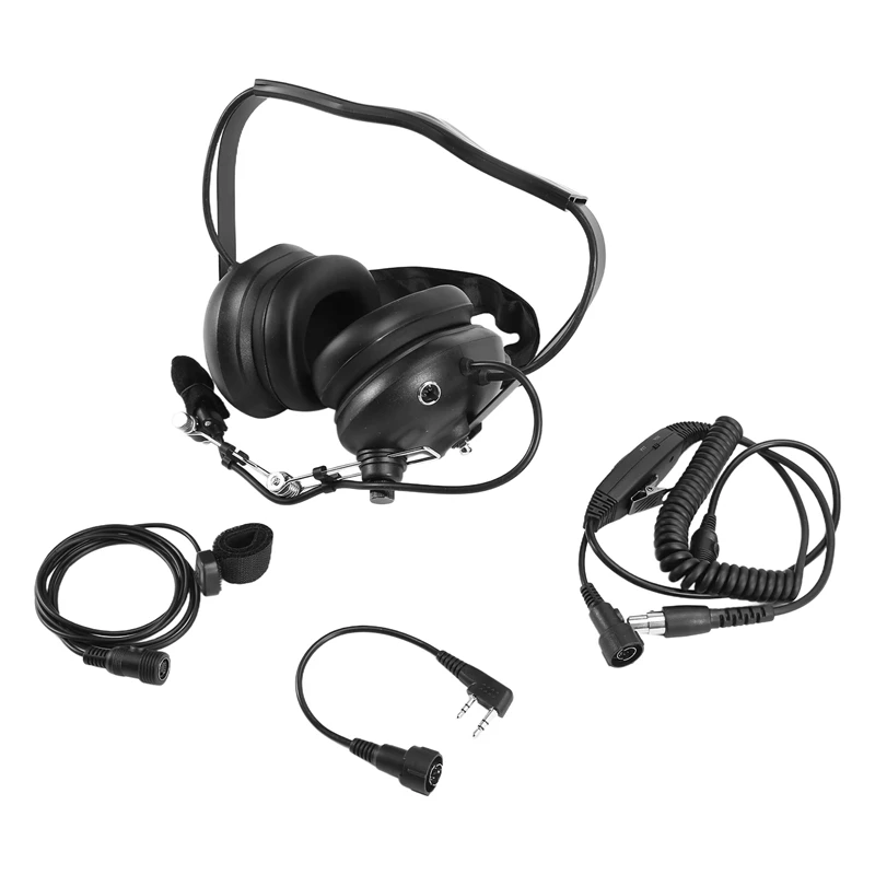 Noise Cancelling Aviation Microphone Headset Walkie Talkie Earpiece Head-Mounted Noise Reduction Ear Covers