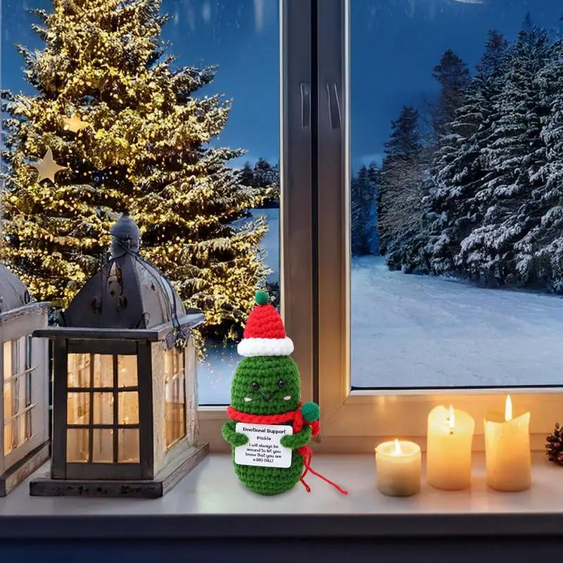 عيد الميلاد الكروشيه الدمى الحلي ثلج شجرة عيد الميلاد اليدوية ألعاب من القطيفة مصغرة التماثيل محبوك دمية للأطفال هدية عيد الميلاد