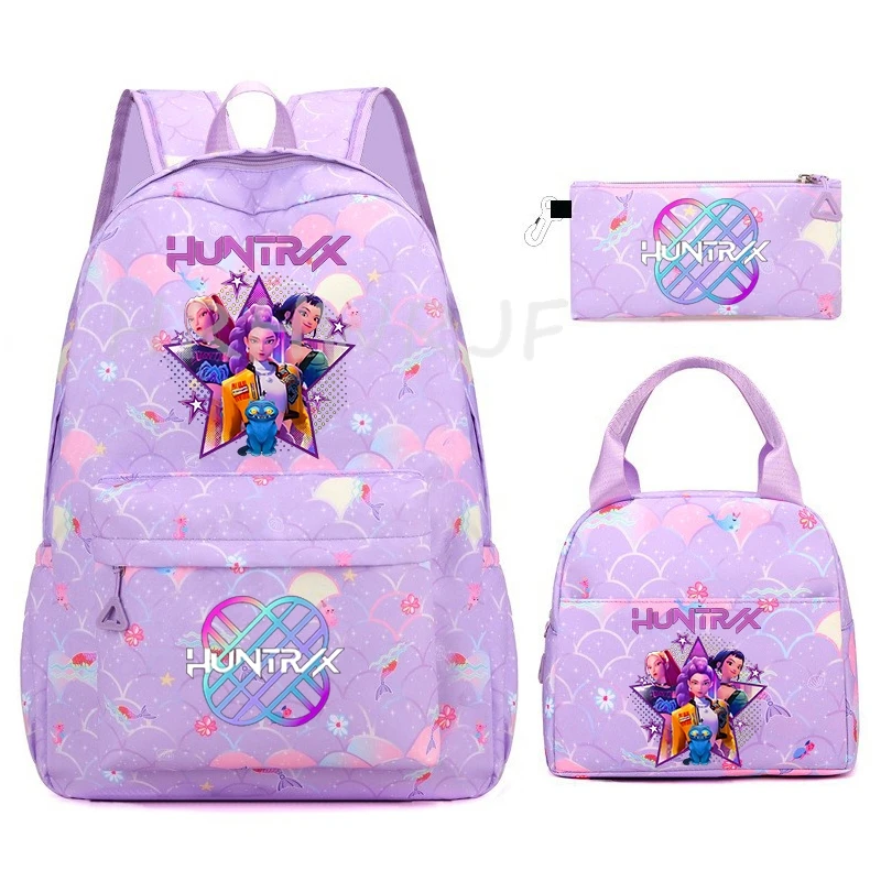 Nouveau 2026 – Lot de 3 sacs à dos KPop Demon Hunters HUNTR/X légers, respirants, grande capacité, pour l'école, les voyages, pour femmes