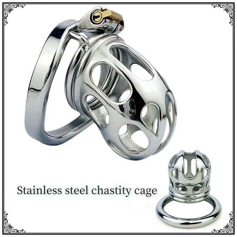 Stainless Steel Man Chastity Cage Open Mouth Breathable Metal Chastity Cock Cage Chastity Restraint Device Adult Erotic Sex Toys