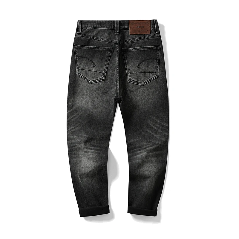 Dark Gray Jeans Men Denim Pants Slim Stretch Tapered Mens Desinger Clothing Original Brand Streetwear Casual Men's Jeans