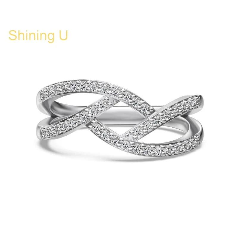 

Сияющее серебряное кольцо U S925 с цирконом и драгоценными камнями для женщин, ювелирные изделия на годовщину
