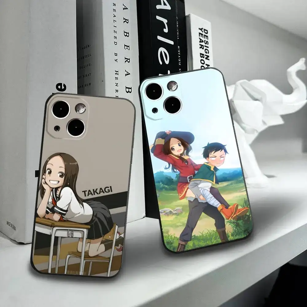 

Karakai Jozu no Takagi San Phone Case For iPhone16,15,14,13,12 Mini 11 Pro XR,X,XS,MAX 7,8 Plus Silicone Cover Soft Black