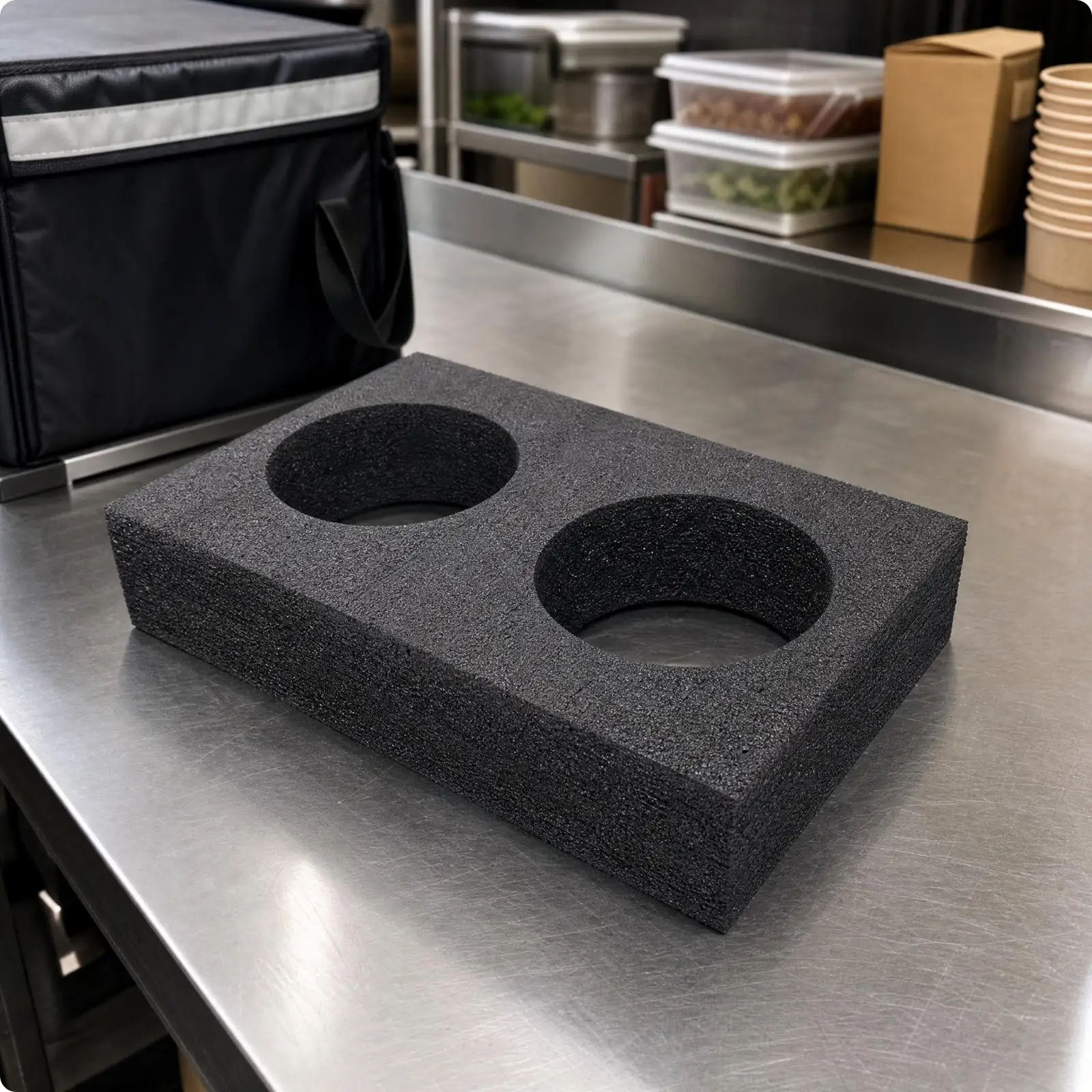 Two-Hole Foam Bowl Holder Compression-Resistant for Cafés, Food Stalls