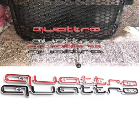 for Audi Quatrro Logo ABS Car Exterior Front Grille Emblem A6 RS4 RS6 A7 A8 Q3 Q5 RS7 A3 A4 A5 Q7 RS3  RS5 Badge Accessories
