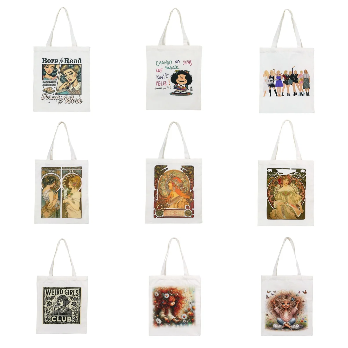 Cute Girl Canvas Bag Capacious Tote Handbag Casual Portable 