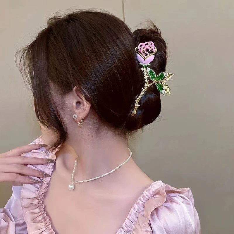 2025 Spring Popular Hand-painted Oil Flower Hair Clip Ladies Elegant Sweet and Girlish Temperament Hair Accessories for Women