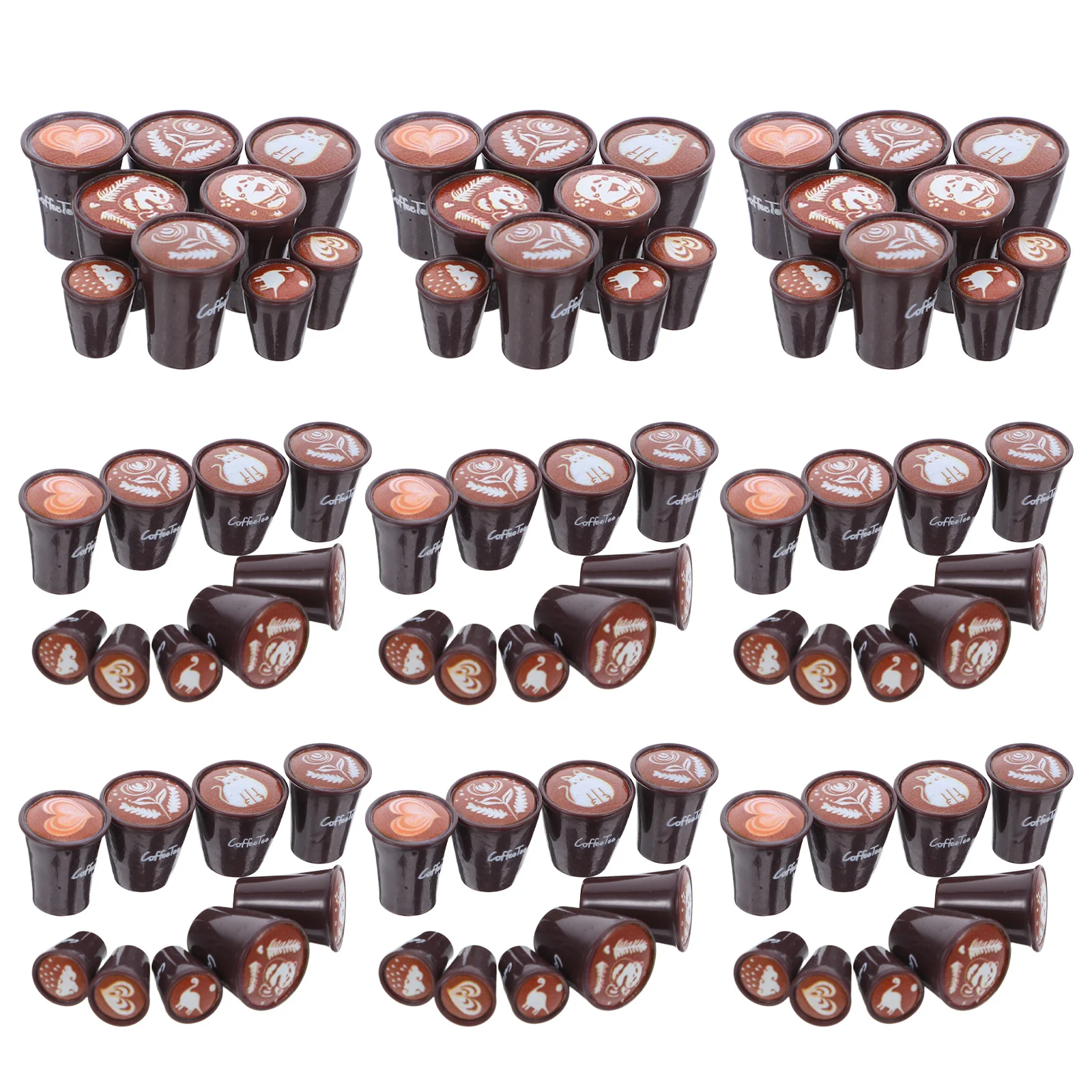 

90Pcs Mini Coffee Cups Resin Latte Art Simulation Japanese Style Miniature Tableware for Dollhouse Micro Landscape Decoration