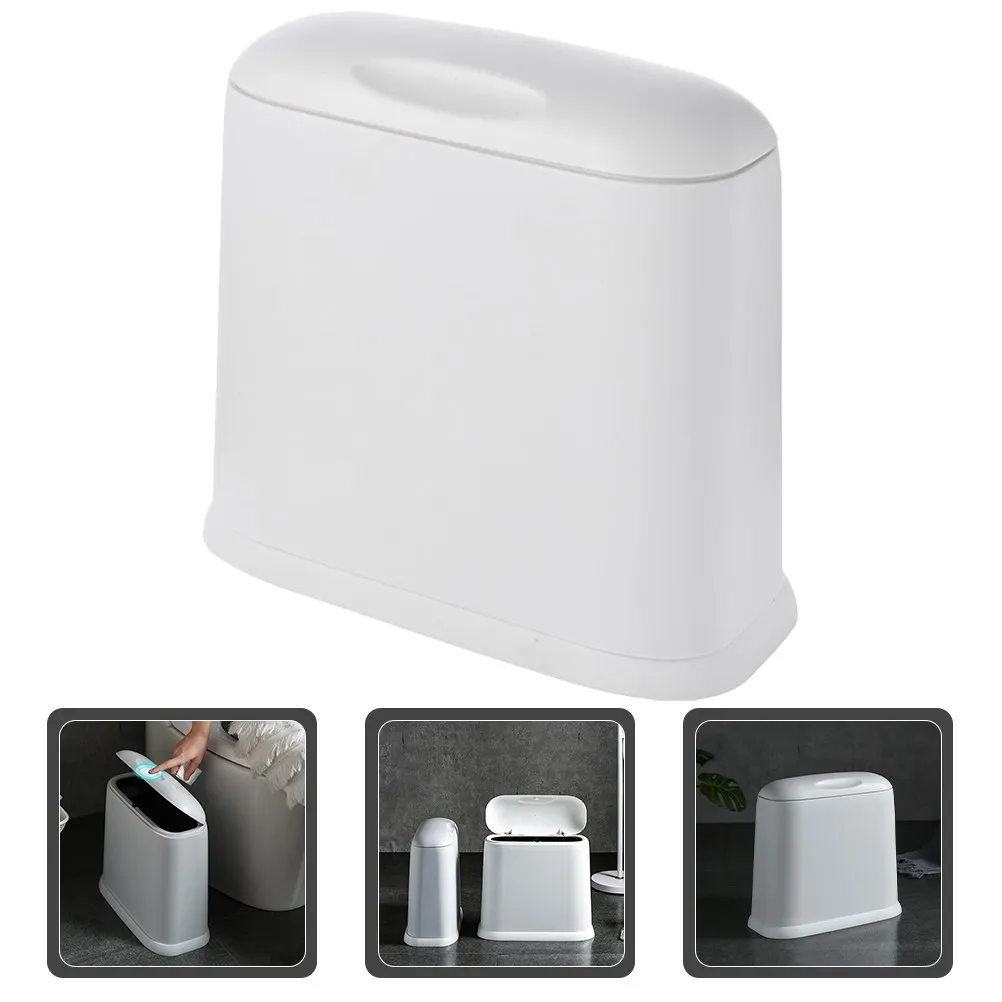 

Slim Fit Trash Can Compact Garbage Bin Modern Plastic Small Space Wastebasket for Bathroom Kitchen Bedroom Craft Room Recycling