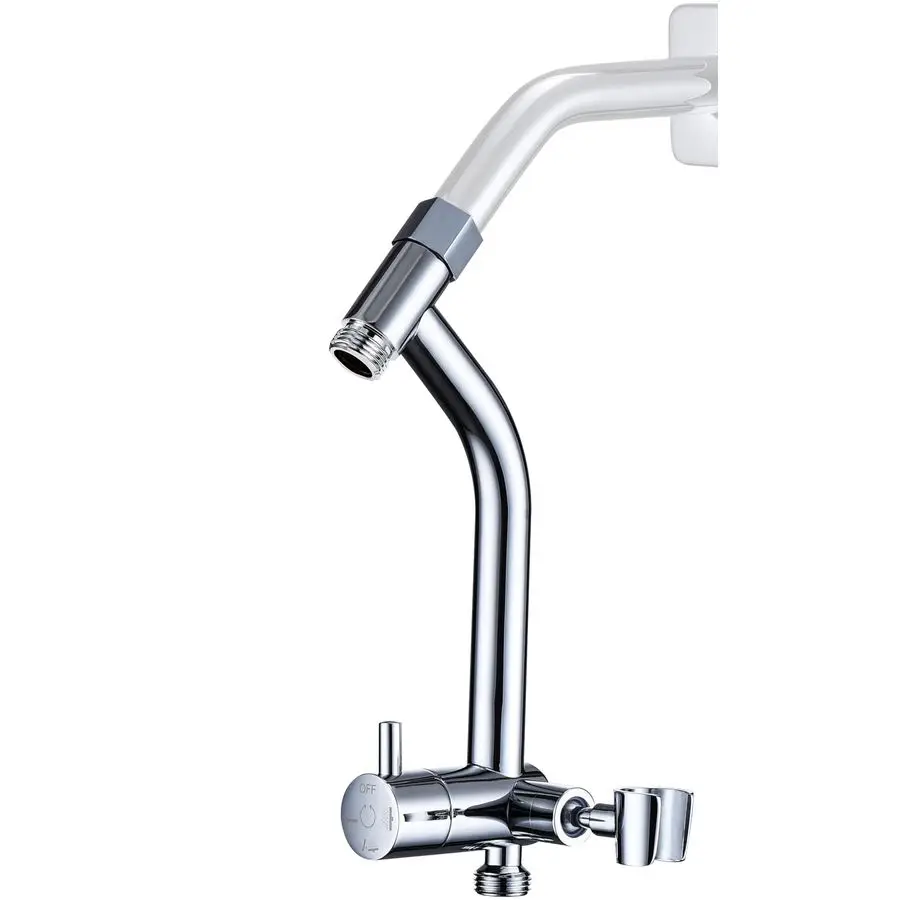

All Metal Shower Diverter with Low Handheld Holder, 3Way Diverter Valve with Pause Mode for Handheld and Fixed Shower Head, 4Set
