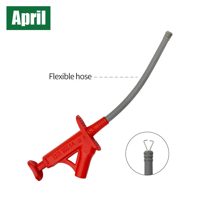Quick Test Hook Clip, Professional Insulated High Voltage Flexible Test Probe, 4mm Banana Plug