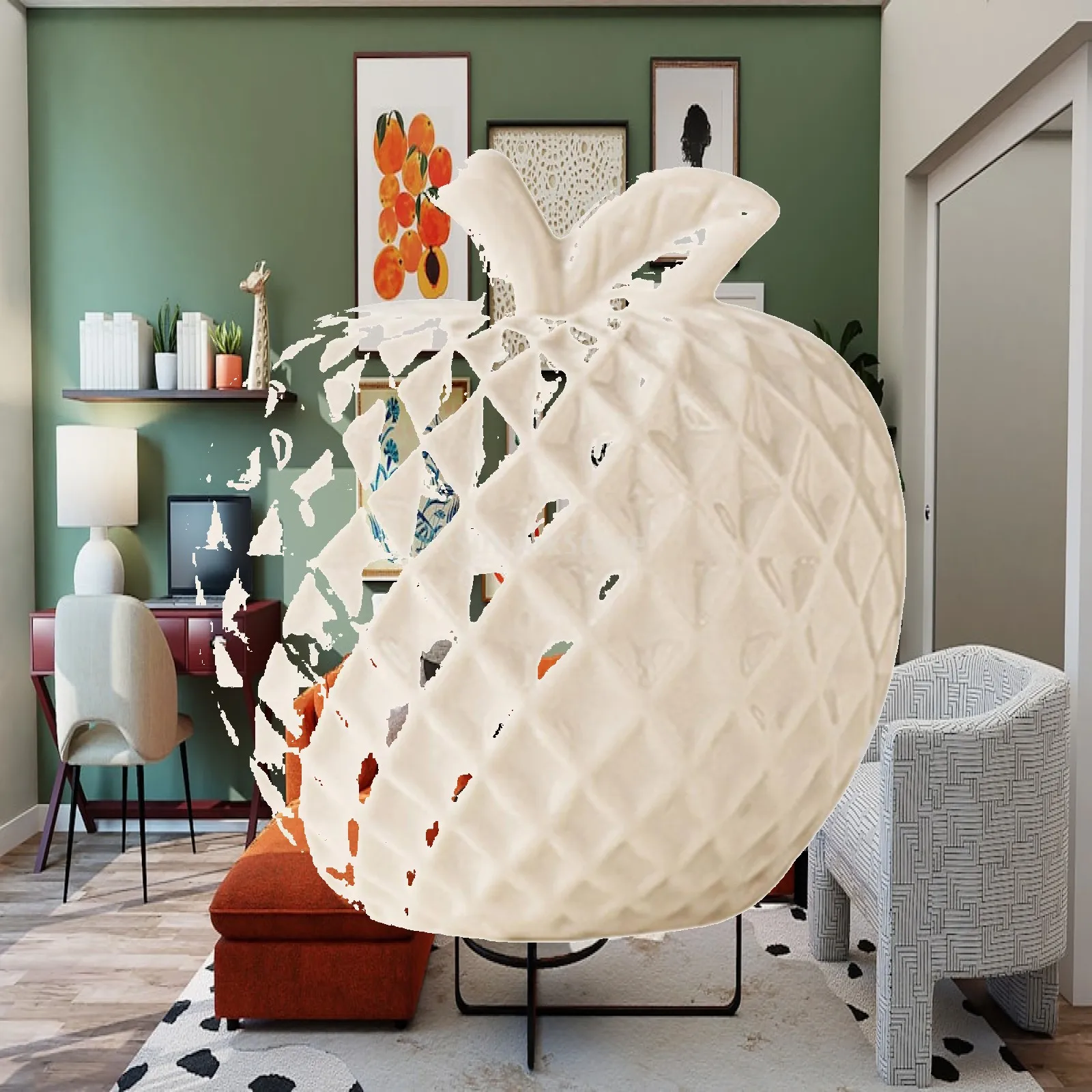 Apple Ceramic Statue Desktop Ornament Collectible Modern Statue Decorative