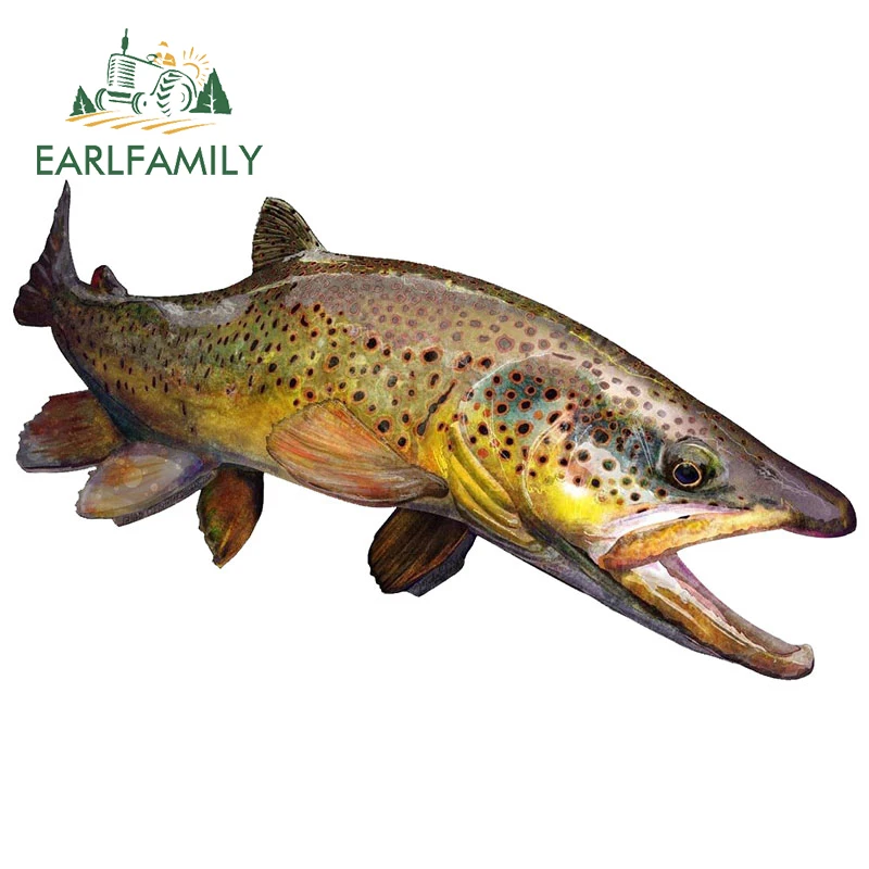 EARLFAMILY The Wild Brown Trout Sticker Boat Kayak 3D Decals Car Truck Window Car Sticker Waterproof Car Accessories
