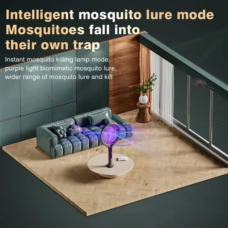 USB Charging Telescopic Rotatable Mesh Automatic Mosquito Swatter With Fast Long Standby Time For Effective Mosquito Eradication