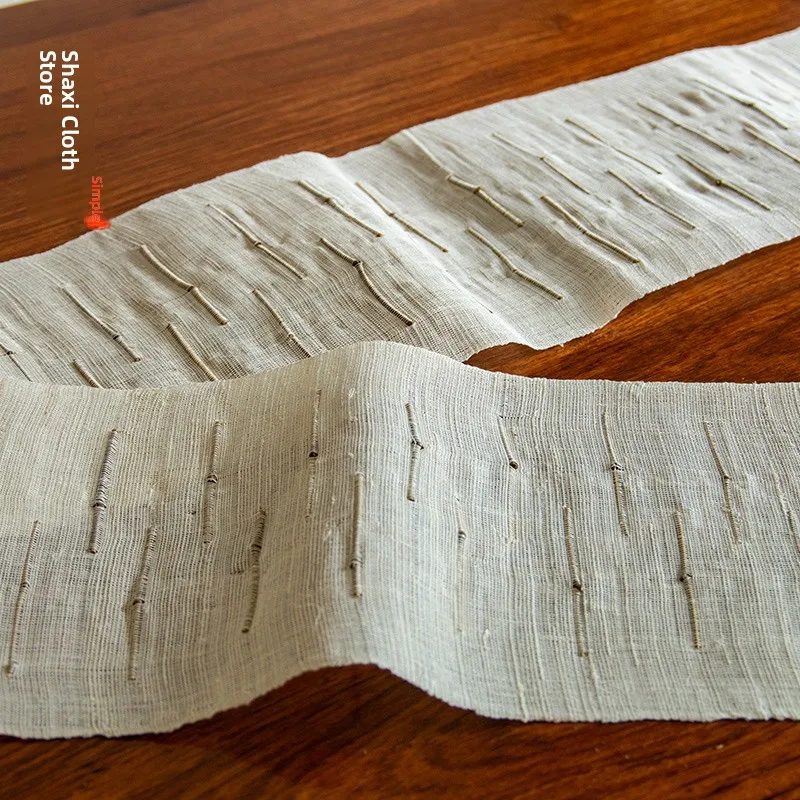 Handmade Chinese Style Dry Poured Tea Ceremony Tablecloth Linen Material Light Colored Ancient Decorative Zen Tea Table Flag
