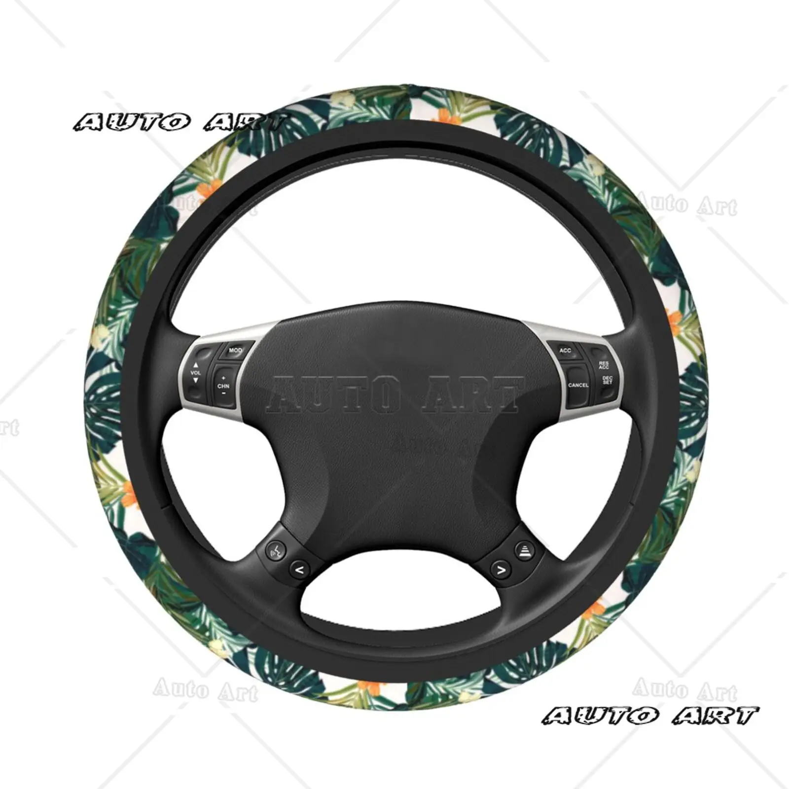 Colorful Tropical Tree Leaf Steering Wheel Cover Car Accessories Universal 15 Inch Anti Slip and Sweat Absorbing Car Accessories