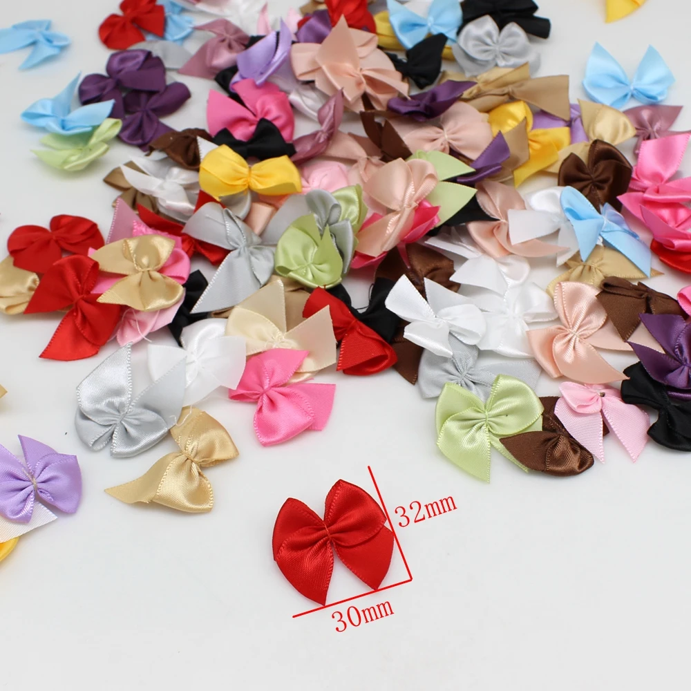 50 sztuk Handmade Mini satynowe wstążkowe kokardki na boże narodzenie Bowknot prezent łuki dla rzemiosła kwiat ślub łuk urodziny DIY Party Decoratio