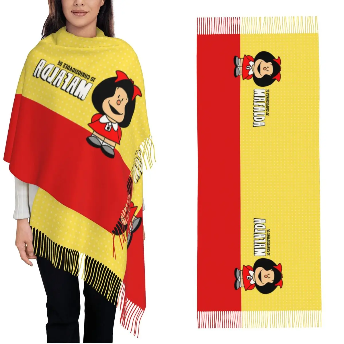 

Mafaldas Amine Shawl Wrap for Ladies Warm Large Long Scarf Kawaii Cartoon Pashmina Shawl Scarves