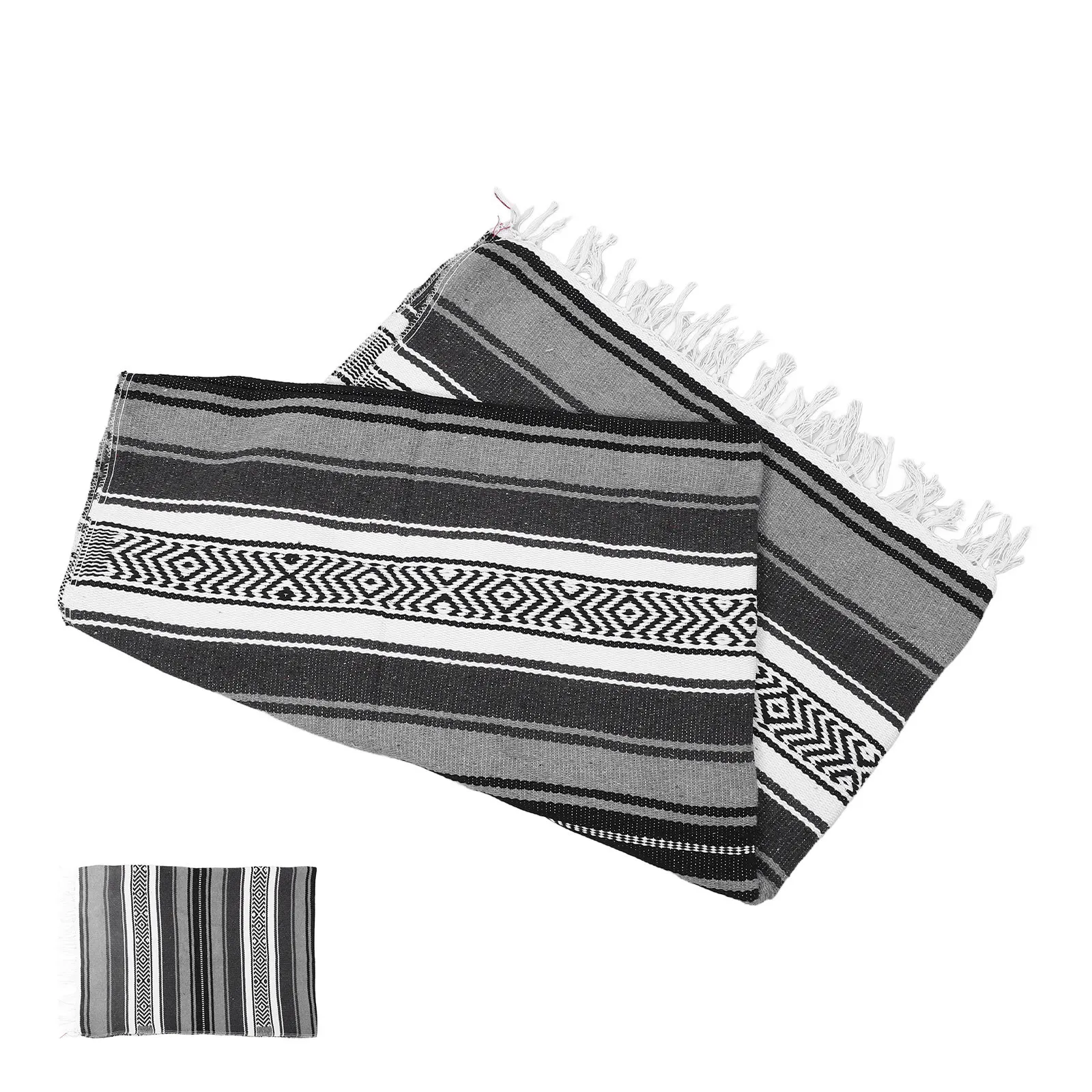 Blended Cape Mexican Blanket Stylish Woven Throw for Bedroom Living Room Beach Camping Gift Idea 130x180cm Grey