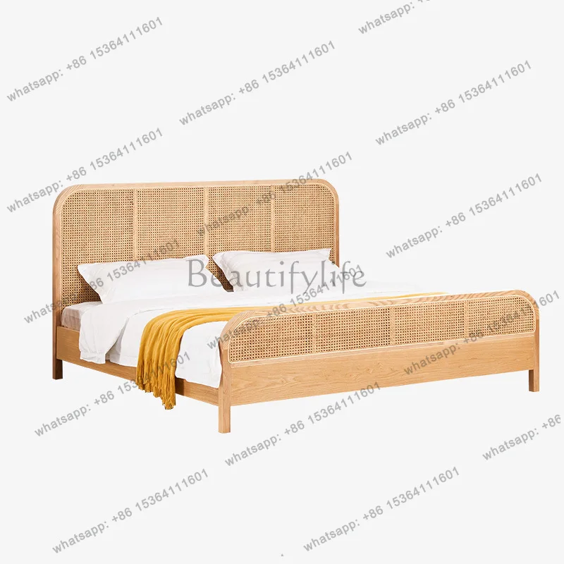 Master bedroom 1.8 meters double bed Nordic simple hotel single bed household solid wood