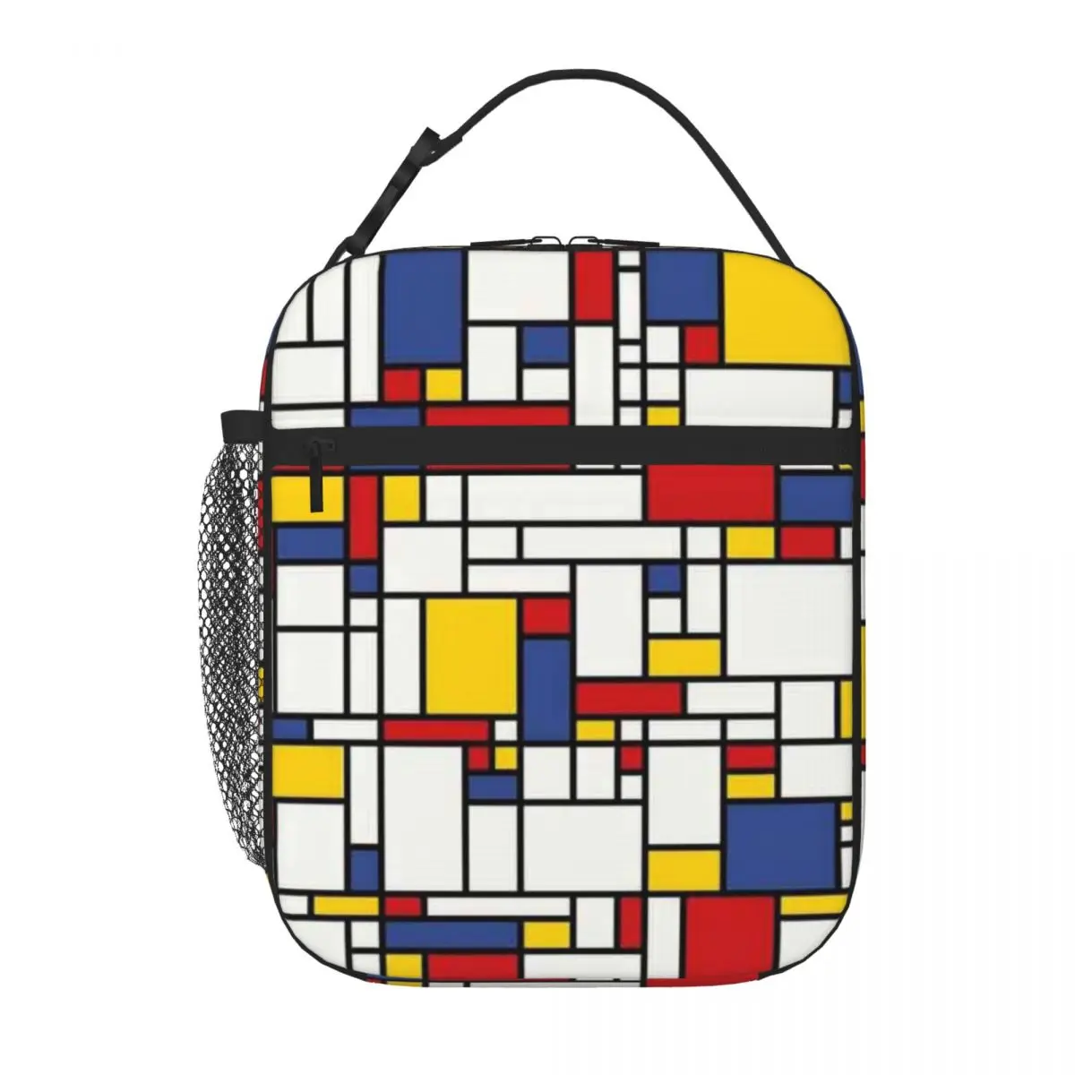 Bestselling Piet Mondrian Abstract Pop Art 1960s Red Blue Yellow Rectangles Casual  Bag Cycling Trip Adjustable Strap Lunch Bag