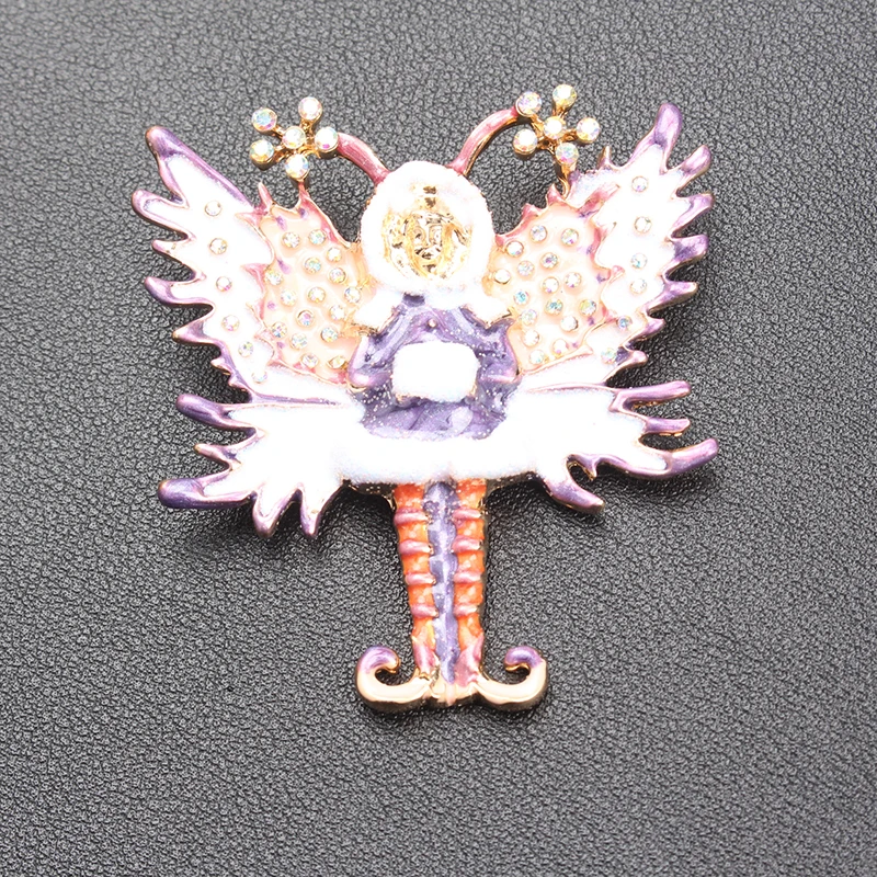 Whimsical Fairy Brooch with Rhinestones & Enamel Colorful Fantasy Pin