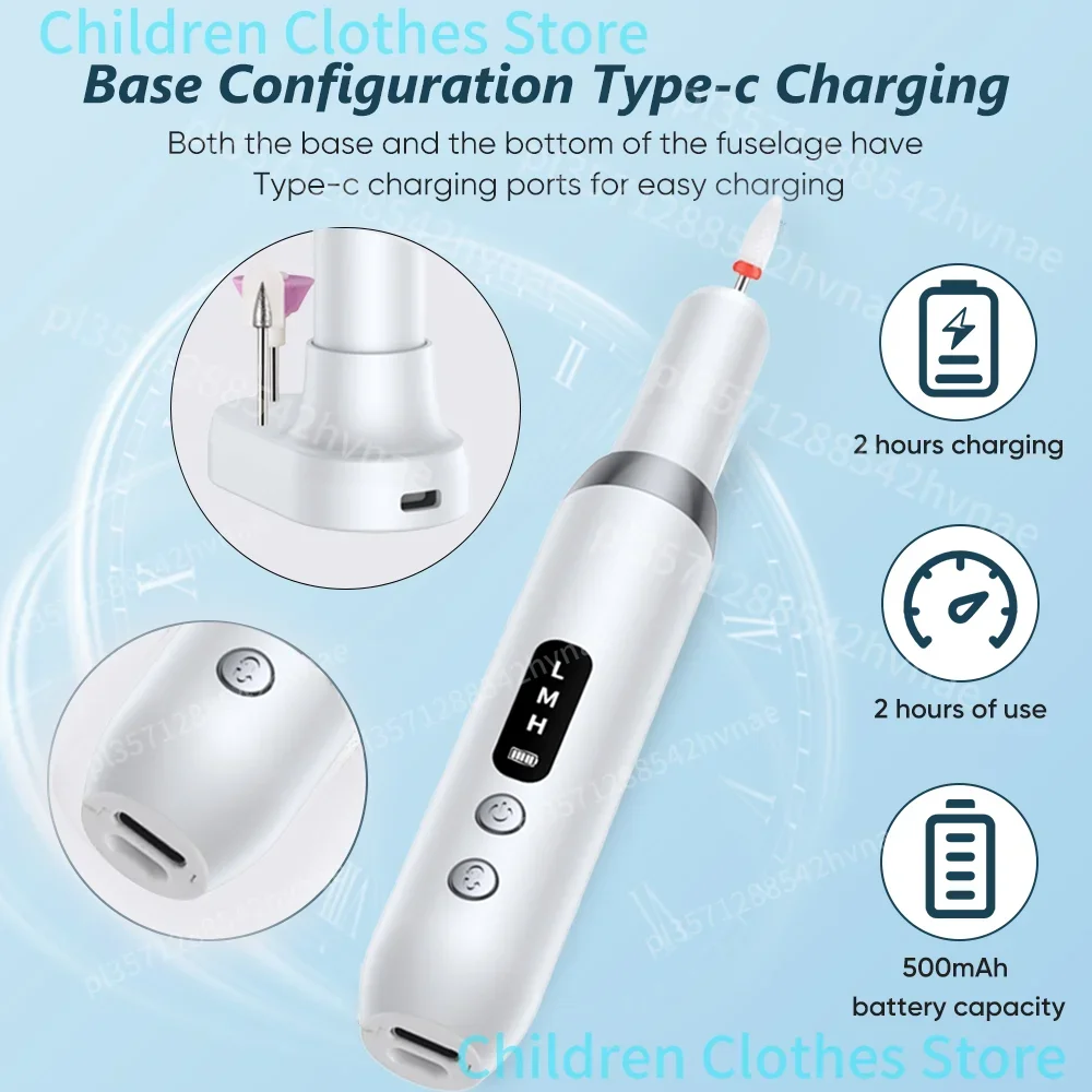 الكهربائية طلاء الأظافر لقمة ثقب الأظافر المهنية طحن تلميع إزالة الجلد الميت الفن الرملي ملف القلم آلة أظافر #6