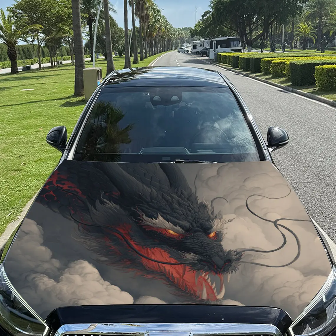 Dominant Cloud Dragon Pattern car hood stickers, waterproof self-adhesive, scratch resistant, easy to stick, durable car PVC sti