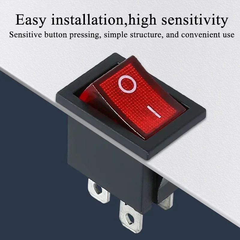 10 PCS KCD1 2/3/4Pin Boat Car Rocker Switch 6A/10A 250V/125V AC Red  Green Blue Button for Precise Power Control 15mm x 21mm