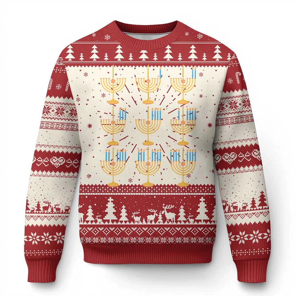 Felpe Happy Chrismukkah Merry Xmas Hanukkah Brutto maglione natalizio Tamponando Babbo Natale brutto Chanukah Maglioni ebrei