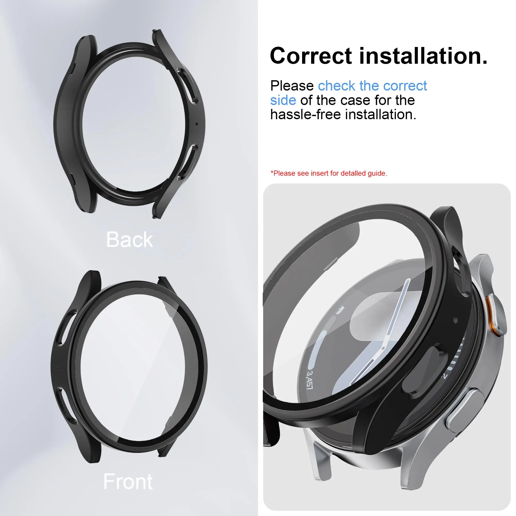 Glass+PC Case for samsung Galaxy watch 7 6 5 4 44mm 40mm Accessories all-around Anti-fall bumper cover watch7 Screen protector