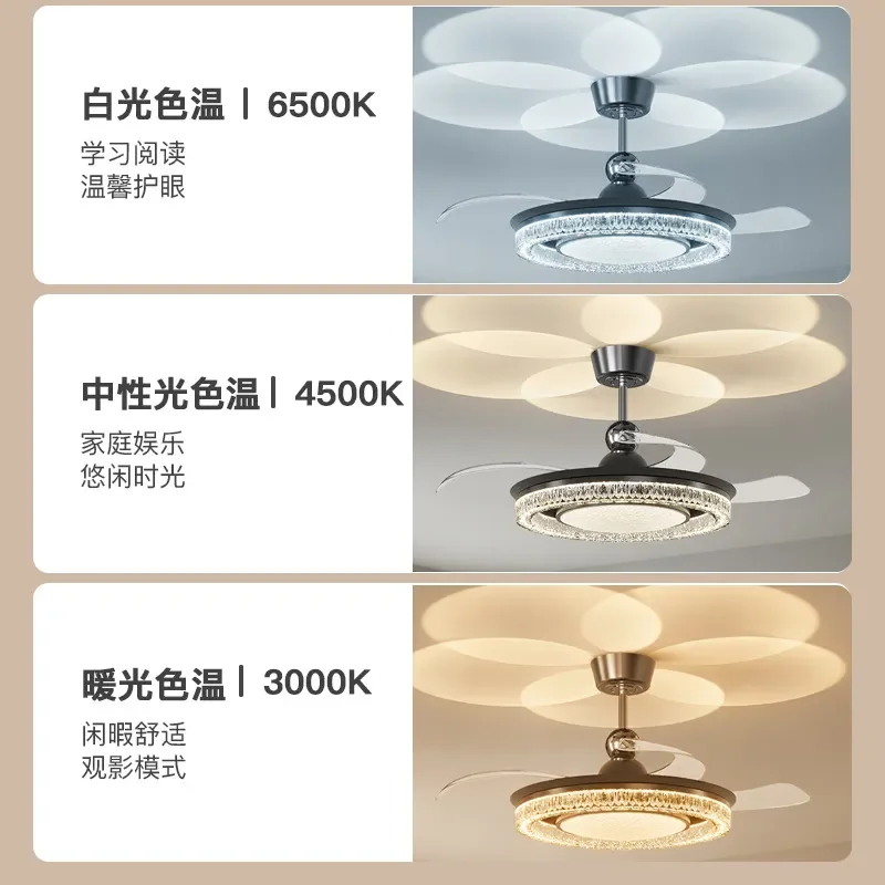 for Italian Light Luxury High End Living Room Bedroom Fan Chandelier Full Spectrum Offline Voice Dining Room Master Bedroom