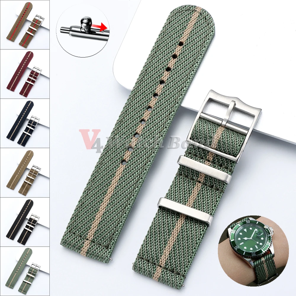Nylonarmband für Tudor für Omega Herren, schwarz, gerippt, Militär, Sport, gewebtes Canvas-Gewebe, Uhrenarmband, 20 mm, 22 mm, Schnellverschluss-Armband