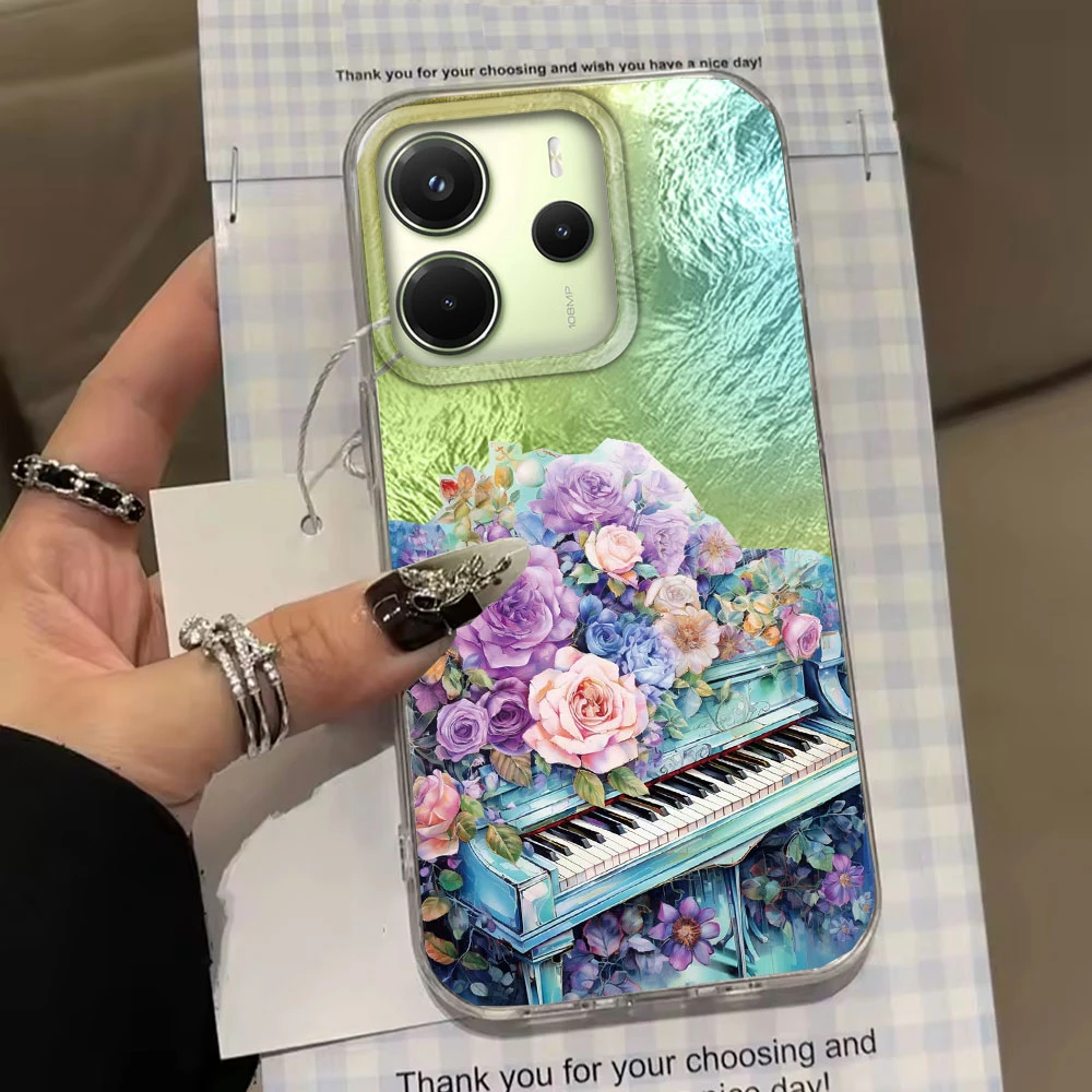 Verde gradiente rosa floral caso de telefone feminino para xiaomi redmi nota 14 13 12 11 10 11s 10s 9 8 pro 14c 13c a1 a3 a4 a3x 9c capa