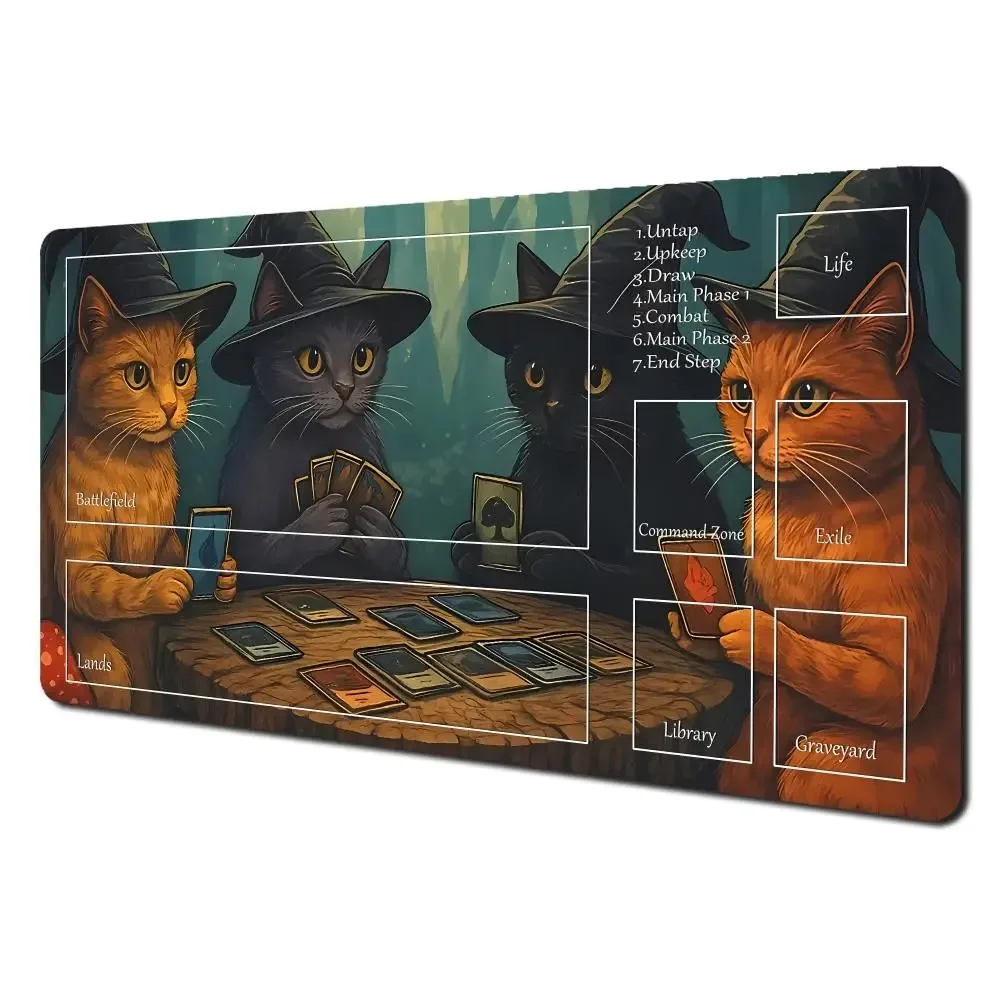 

Игровой коврик для мыши с изображением кота, настольный коврик Magic Zone, настольный игровой коврик TCG CCG, геймпад, 24x14 дюймов, коврик для игральных карт Battle Commander
